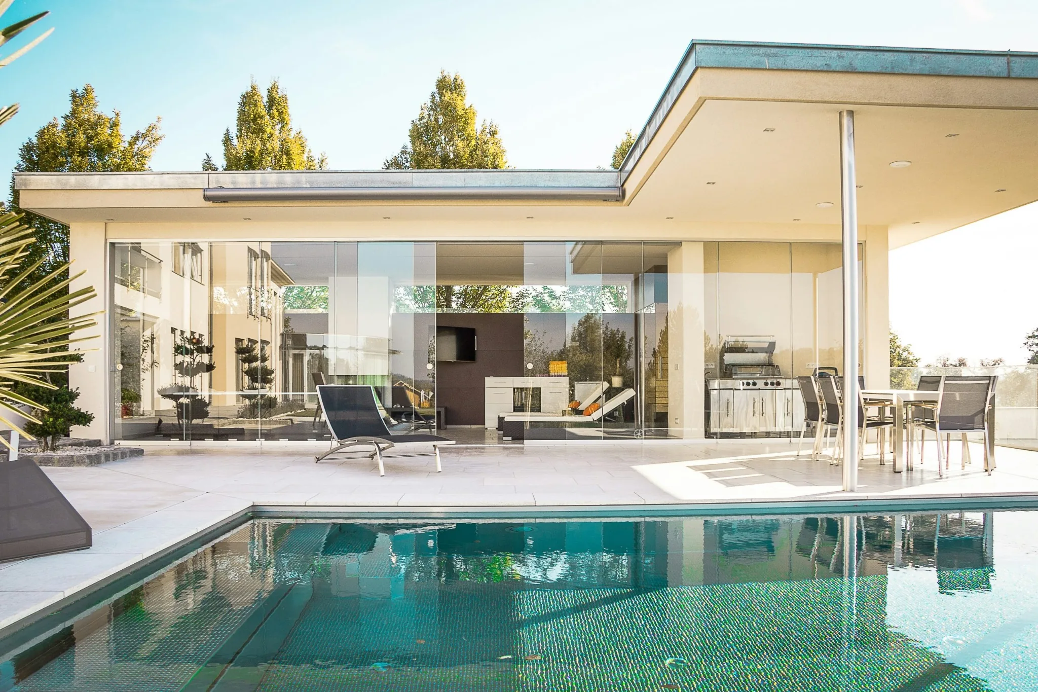 Custom pool surrounds and entertainment zone